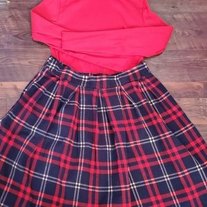 Navy blue pleated skirt